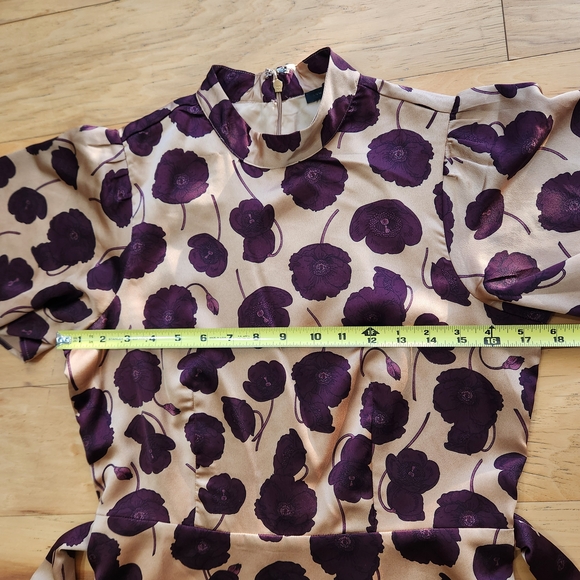 Ann Taylor Floral Flutter Sleeve Belted Flare Dress - Picture 7 of 10